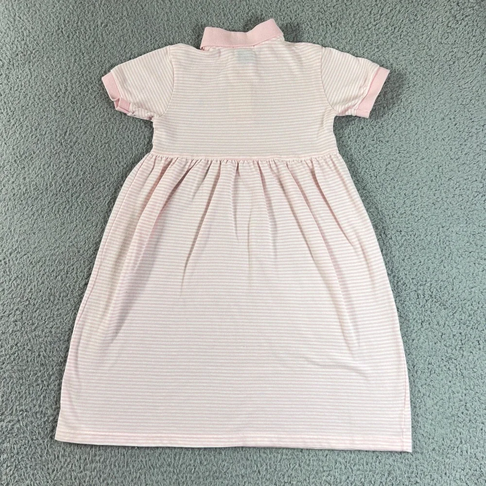 Ralph Lauren Polo Dress Girls 4 Pink White Striped Short Sleeve Cotton Pique